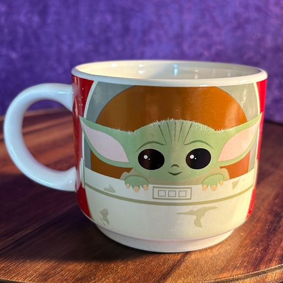 Star Wars Other - Star Wars Mandalorian Baby Yoda having hue first cup of coffee